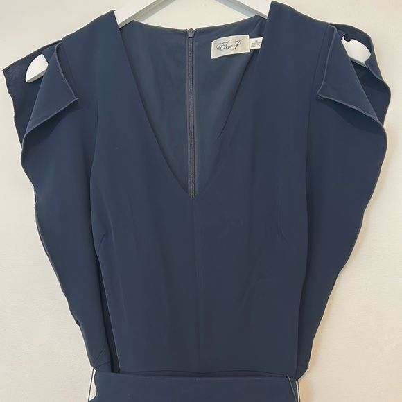 Eliza J Navy Flutter Sleeve Wide Leg Jumpsuit, Size 12 - Picture 3 of 16